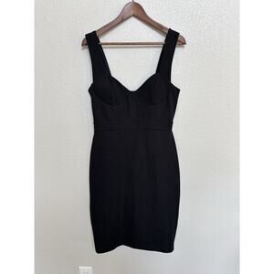 LULU'S black bodycon shift dress sweetheart neck size large classic modest chic